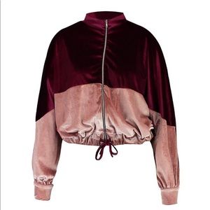 Boohoo velvet bomber plus size